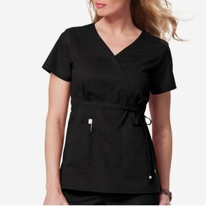 Koi Scrub Top Katelyn Womens S Black Mock Wrap Classic Fit Nurse Style 137